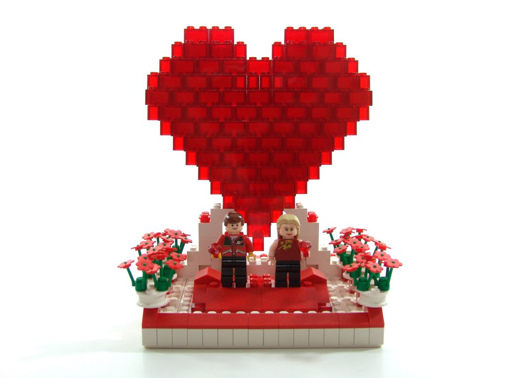 Joyeuse Saint Valentin à personnaliser - Imprimée sur Brique Lego