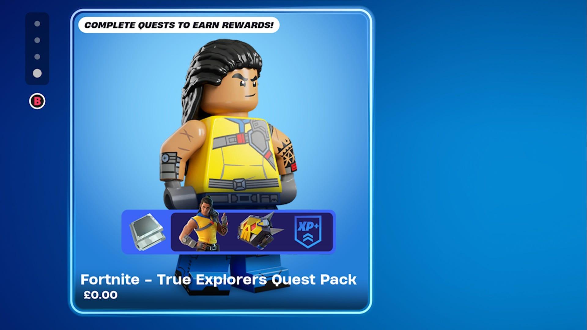 Få en gratis LEGO Fortnite True Explorers Quest Pack