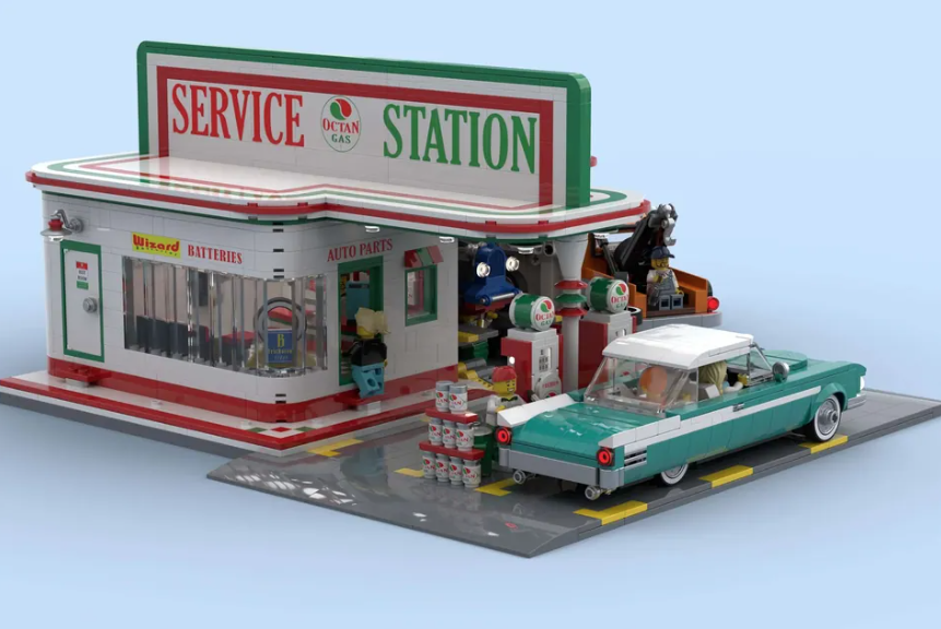 LEGO Ideas Vintage Service Station reaches 10K supporters