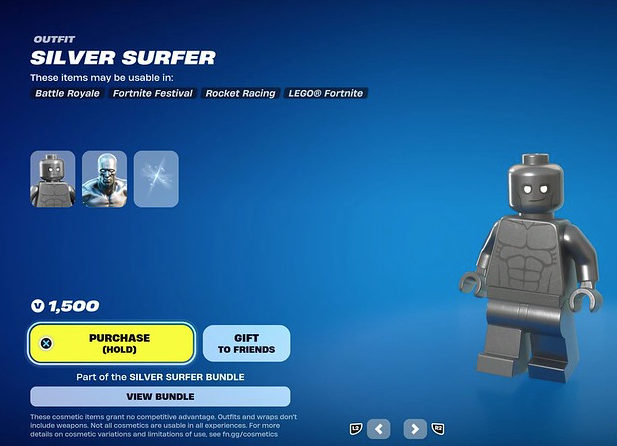 LEGO Fortnite Silver Surfer